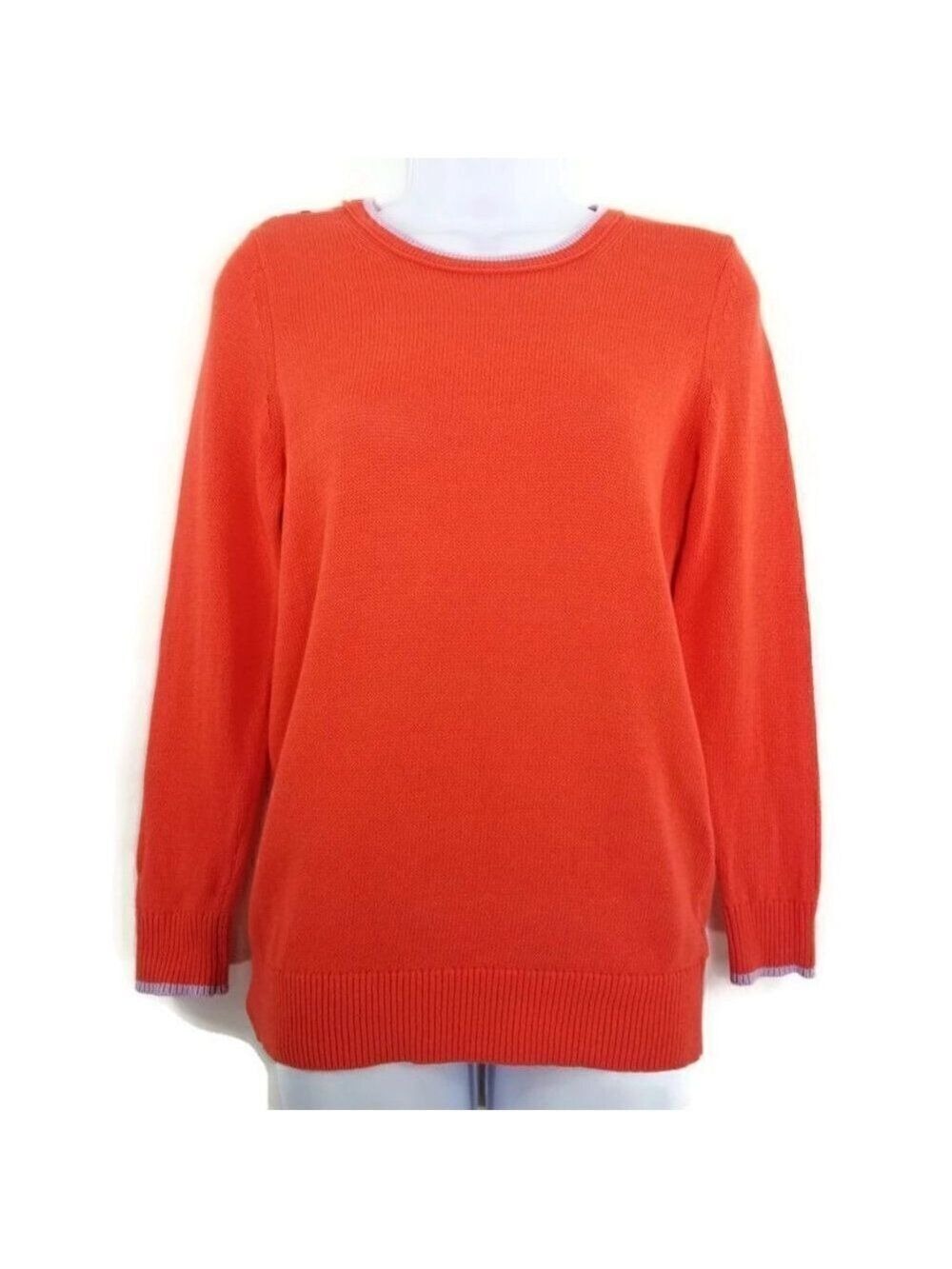 Moth Anthropologie Small Red Pink Trim Shoulder Button Accent Pullover Sweater